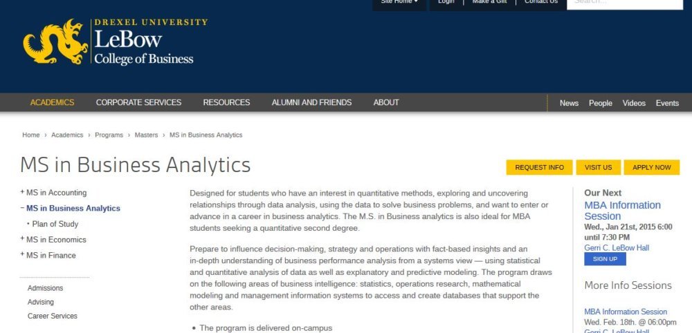Drexel University, Master of Science Business Analytics Drexel University, Master of Science Business Analytics