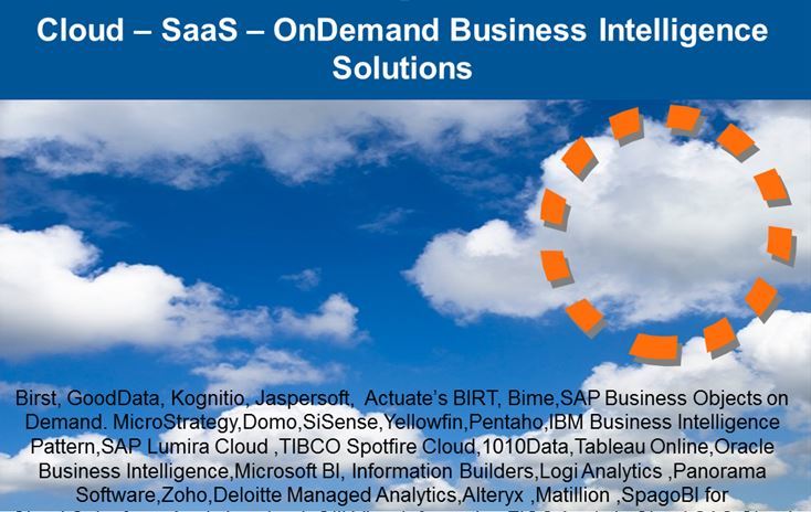 Top 45 Cloud – SaaS – OnDemand Business Intelligence Software Cloud – SaaS – OnDemand Business Intelligence Solutions