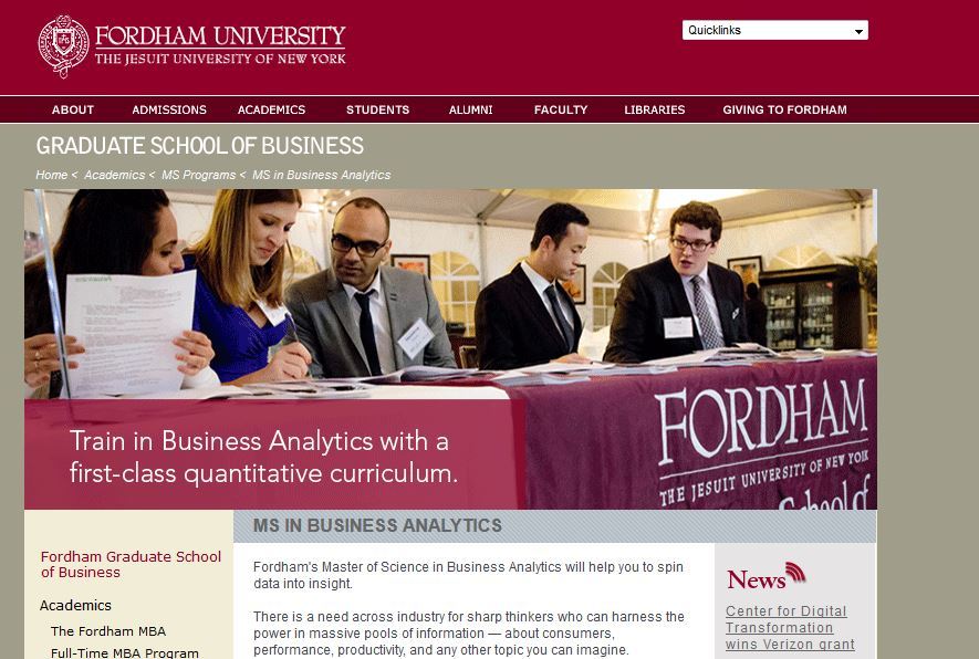 Fordham University, Master of Science Business Analytics