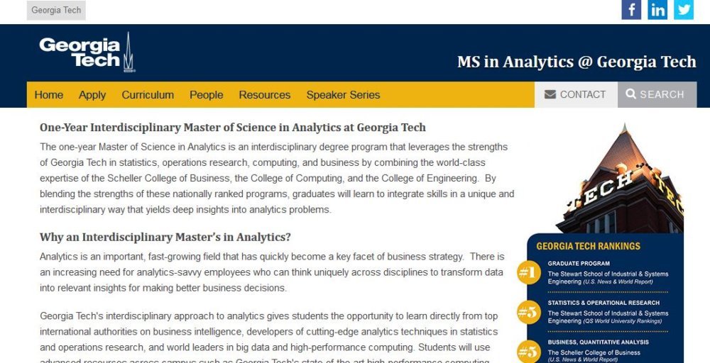 Georgia Tech Online Master's Computer Science Acceptance Rate Georgia Tech Master’s in Analytics in 2024 - Reviews, Features, Pricing