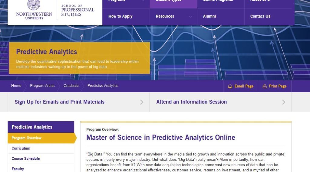 Northwestern University, Master of Science in Predictive Analytics