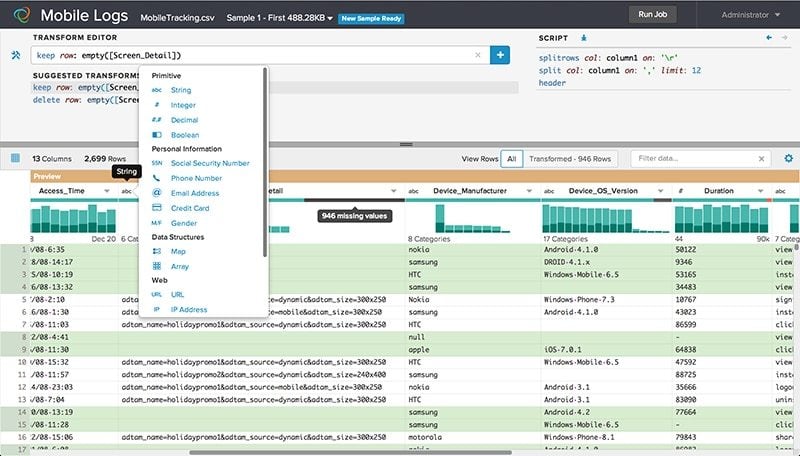 Trifacta’s Visual Data Profiling