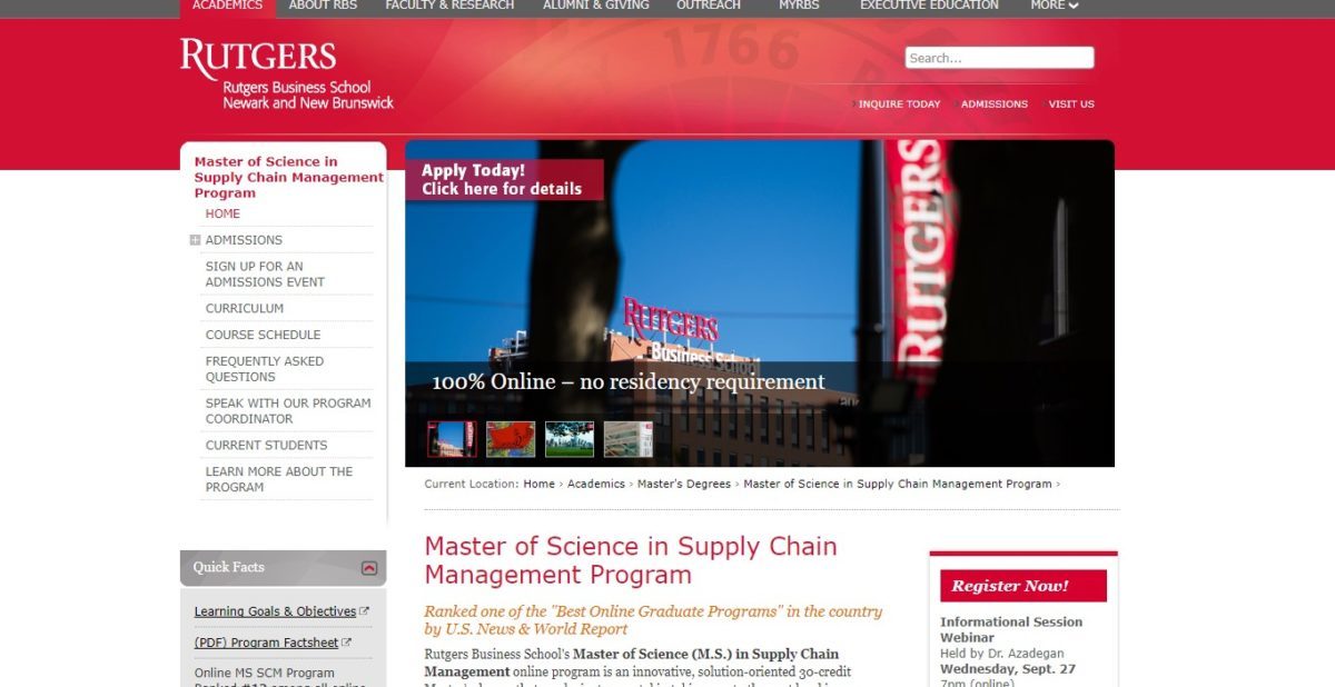 Rutgers University Master Of Science In Supply Chain Management In 2020 Reviews Features Pricing Comparison Pat Research B2b Reviews Buying Guides Best Practices