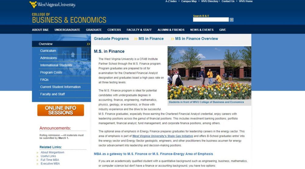 West Virginia University, MS in Finance in 2024 - Reviews 