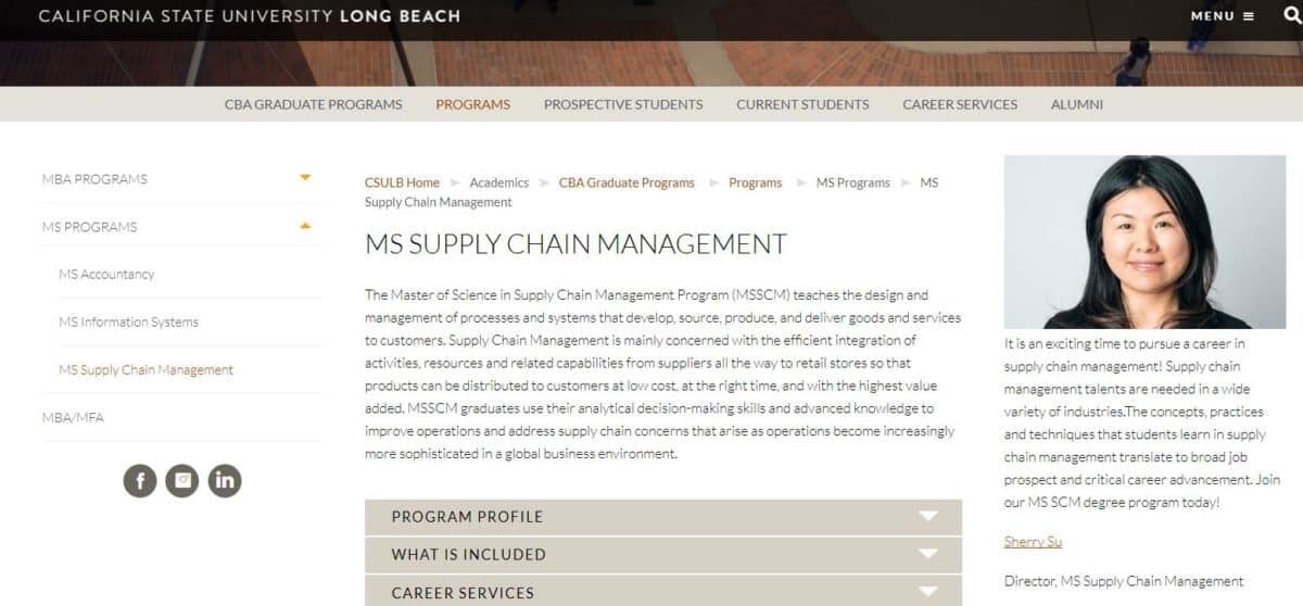 California State University Master Of Science In Supply Chain
