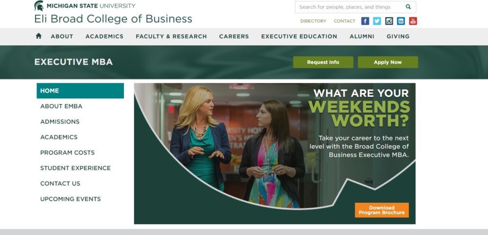 Michigan State University, Eli Broad College of Business, Executive MBA