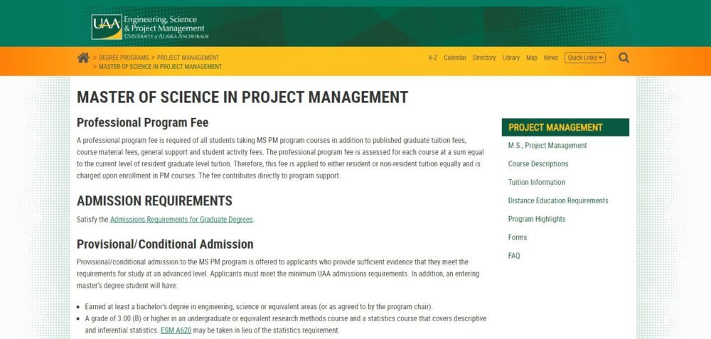 University Of Alaska Anchorage Ms In Project Management
