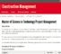 University of Houston, Master of Science in Technology Project Management